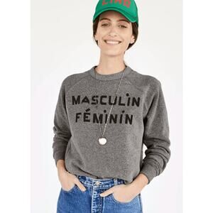 ClareV Masculin Feminin Graphic Sweatshirt Grey Black Womens Large